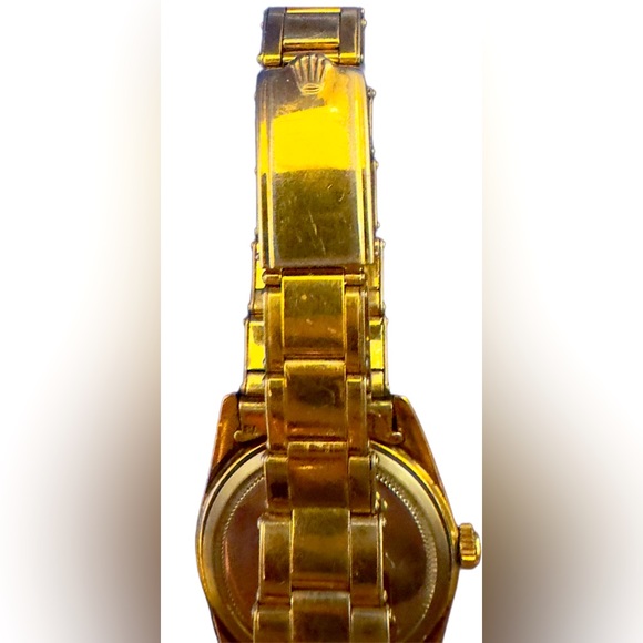 ROLEX Men's Oyster Date Gold-Plated Watch, Black Dial, Ref. 3131, 1950s. - Picture 10 of 16